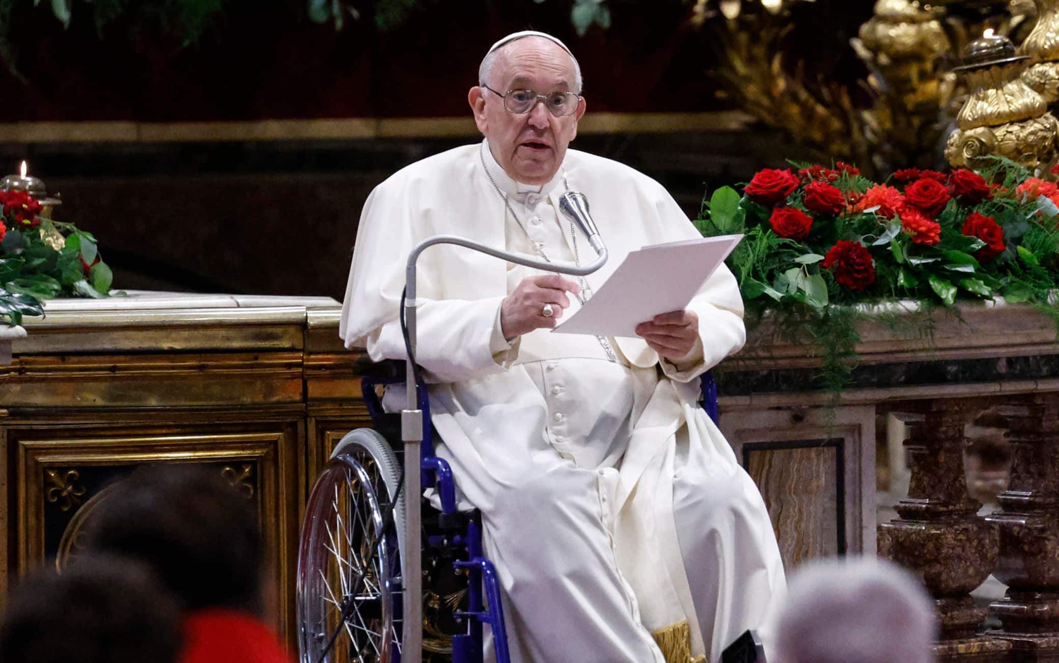 Pope Francis attends a Holy Mass for the Solemnity of Pentecost in Saint Peter's Basilica at the Vatican City, 05 June 2022.ANSA/FABIO FRUSTACI