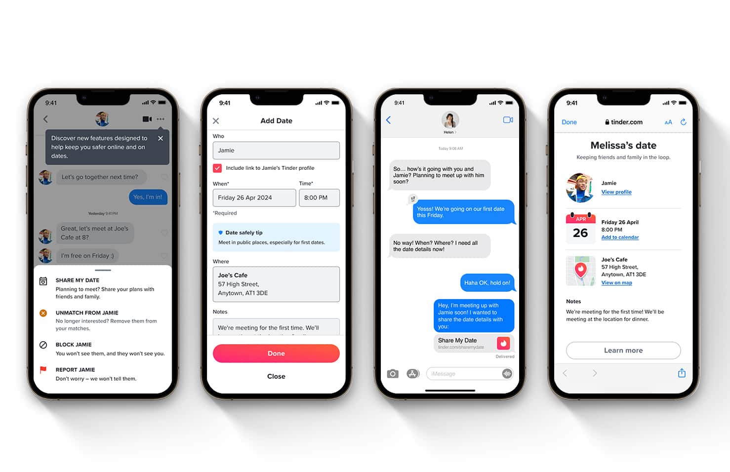 'Share my date', come funziona. Fonte: tinderpressroom.com
