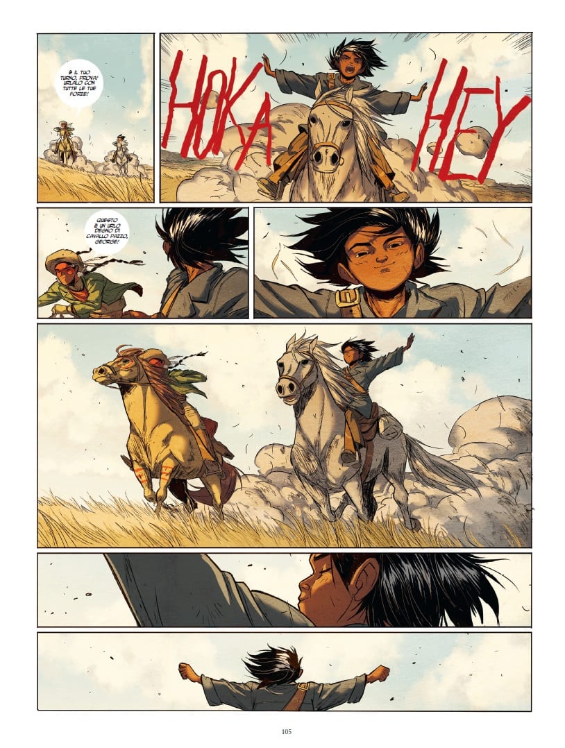 Una tavola tratta da "Hoka Hey!", fumetto di Neyef pubblicato da Tunué