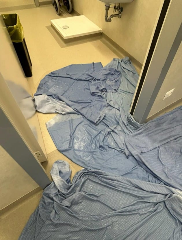 L'allagamento al reparto di Terapia intensiva degli Ospedali Riuniti Anzio-Nettuno