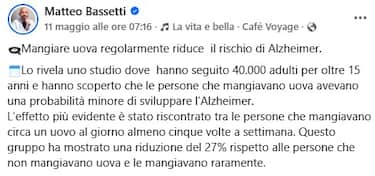 Il post di Bassetti su Facebook