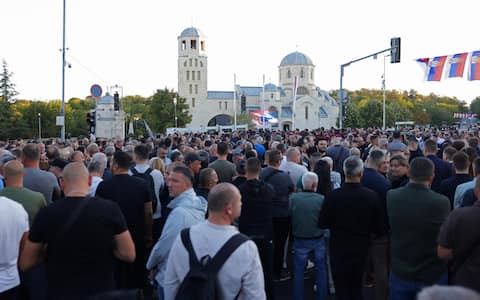epa13218925 People gather during the funeral for Ratko Mladic in Belgrade, Serbia, 07 September 2026. Former Bosnian Serb general Ratko Mladic, who was convicted of war crimes by the International Criminal Tribunal for the Former Yugoslavia (ICTY) in 2017, died on 27 August 2026 at the age of 84.  EPA/ANDREJ CUKIC
