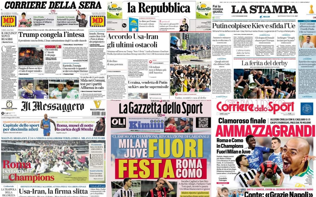 Le prime pagine dei quotidiani di oggi 25 maggio: la rassegna stampa