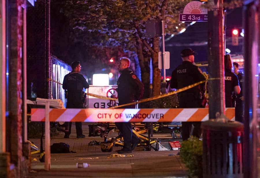 Vancouver Police secure the scene where a car drove into a crowd at the Lapu Lapu Festival in Vancouver on Saturday April 26, 2025. There has been a number of fatalities and numerous injuries. THE CANADIAN PRESS/Rich Lam