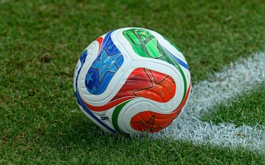 3E4X40G Toronto, ON, Canada - March 28, 2026: The Trionda football is on the grass, ready for the opening match.