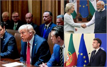 donald trump, ursula von der leyen, narendra modi ed emmanuel macron
