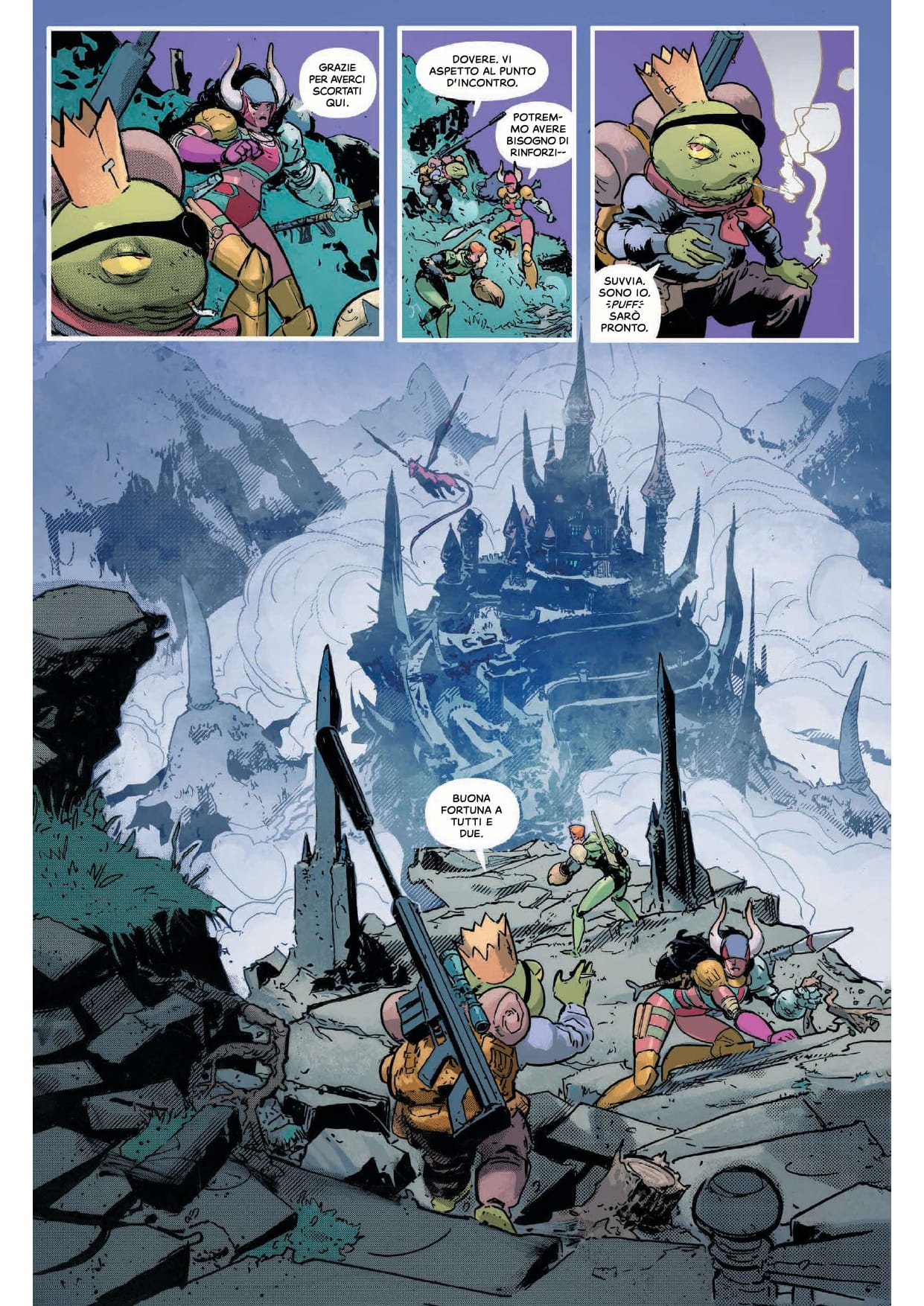 Una tavola tratta dal primo volume di The Moon is Following Us di Daniel Warren Johnson, Riley Rossmo e Mike Spicer (Saldapress)