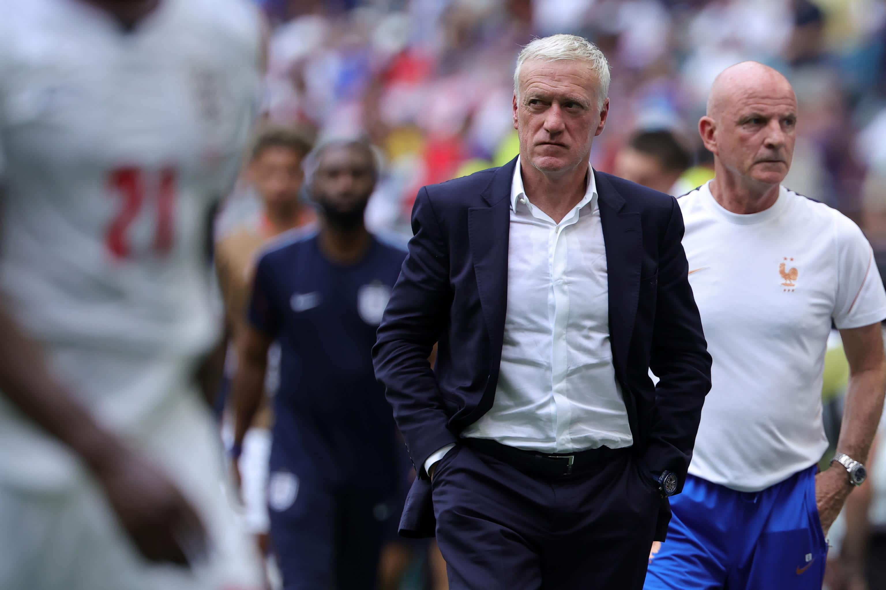 epa13119698 France's head coach Didier Deschamps leaves the pitch at half-time during the FIFA World Cup 2026 3rd place playoff match France against England, in Miami, Florida, USA, 18 July 2026.  EPA/CRISTOBAL HERRERA-ULASHKEVICH